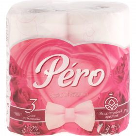 Бумага туа­лет­ная «Pero» Rose classico, 4 рулона