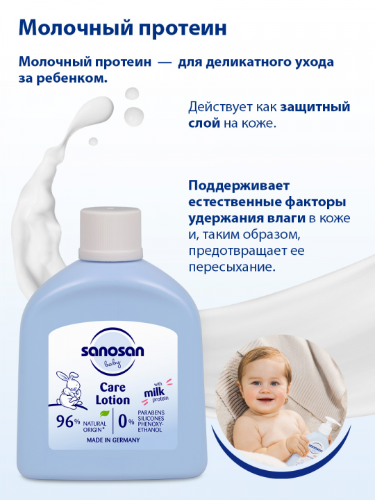 Молочко увлажняющее Sanosan, с пантенолом, 3*50 мл (арт. 40891530/3)