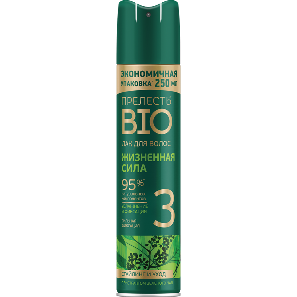 Лак для волос «Прелесть» Bio, жизненная сила, с экстрактом зелёного чая, 250 мл