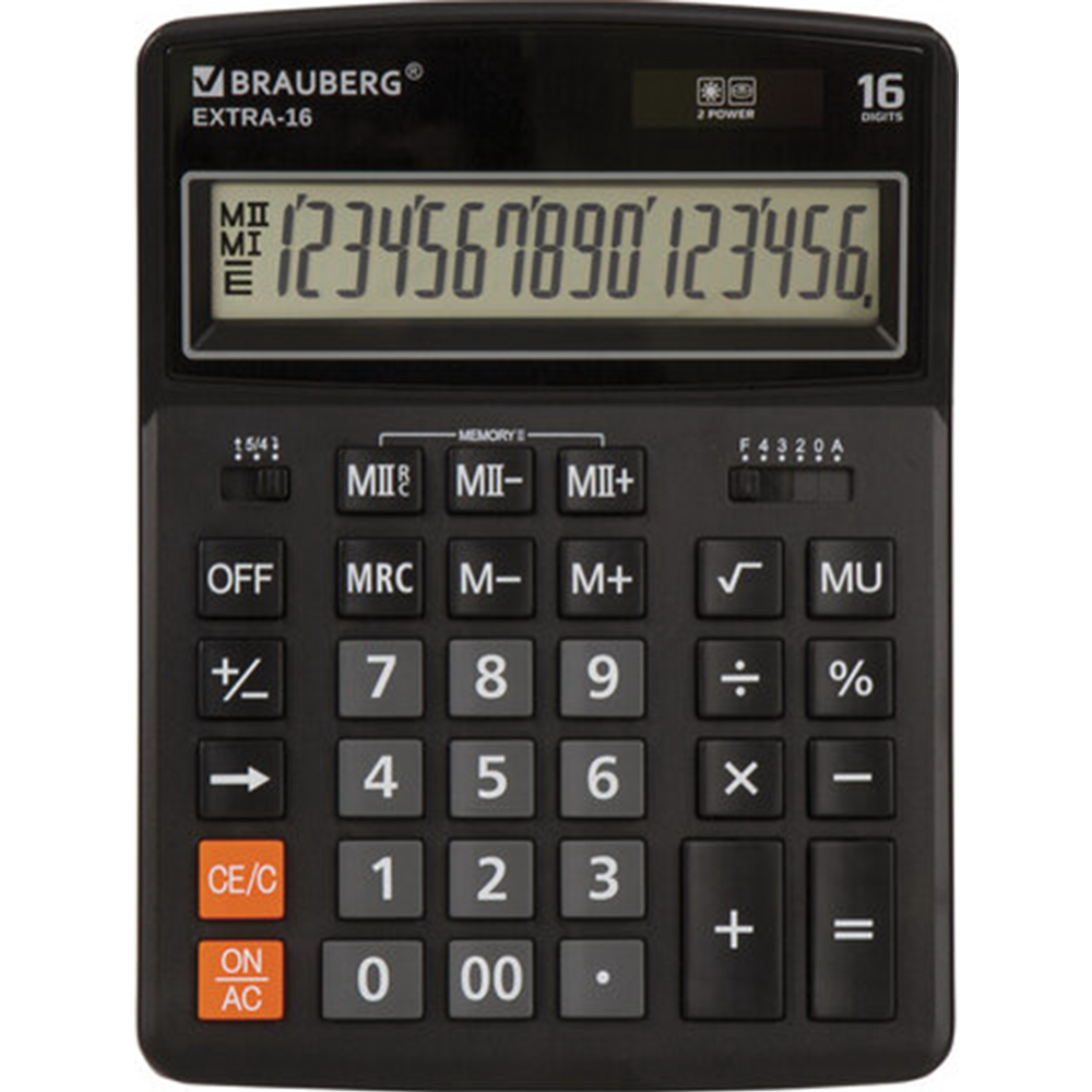 Калькулятор «Brauberg» Extra-16-bk, 250475, черный