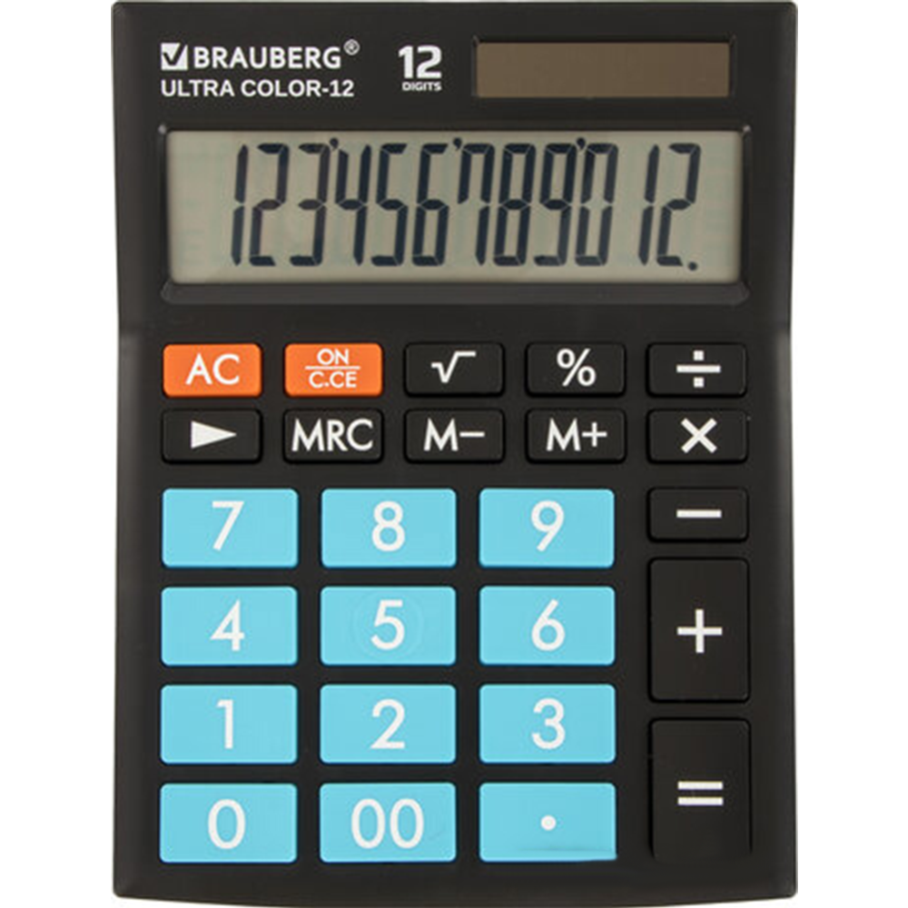 Калькулятор «Brauberg» Ultra Color-12-bkbu, 250497, черный/голубой