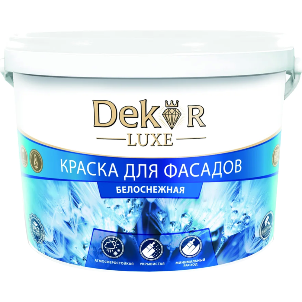 Краска «Dekor» ВД-АК-111, для фасадов, белоснежный, 14 кг