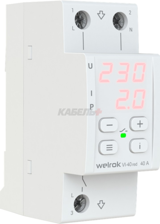 Реле напряжения с контролем тока Welrok VI-40 red