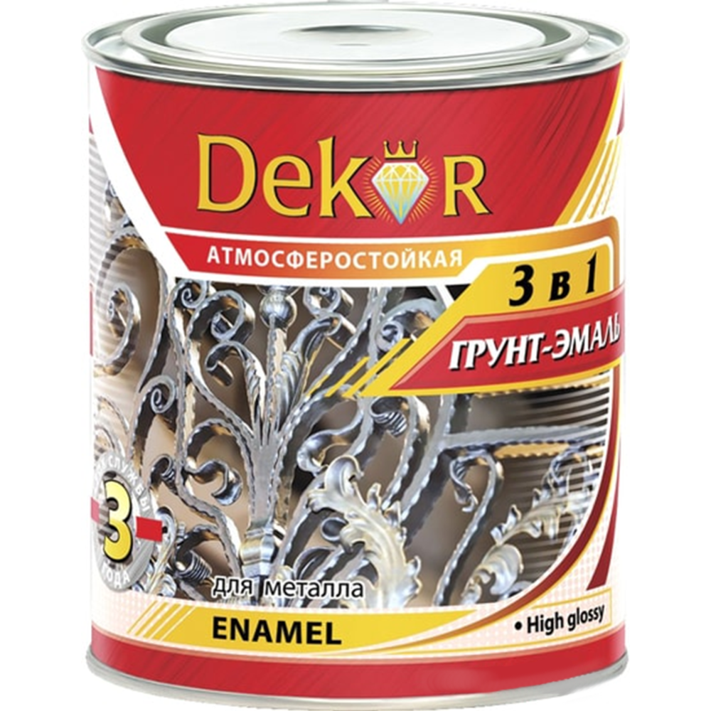 Грунт-эмаль «Dekor» 3в1, Вишневый, 1.9 кг