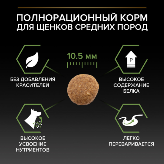 Корм для щенков «Pro Plan» Puppy Medium Healthy Start, курица, 12 кг