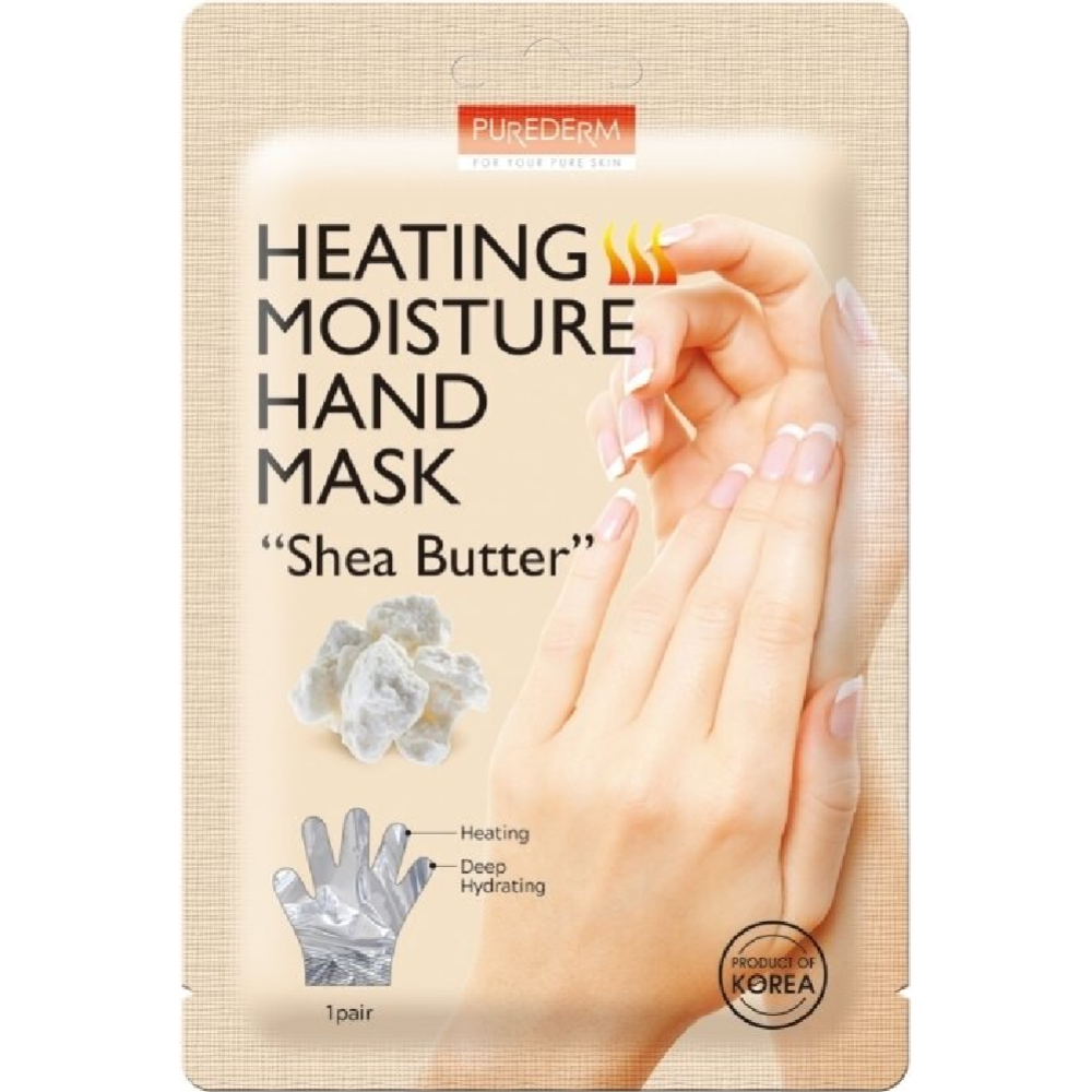 Маска для рук «Purederm» Heating Moisture Hand Mask Shea butter, Увлажняющая, с маслом ши, 30 г