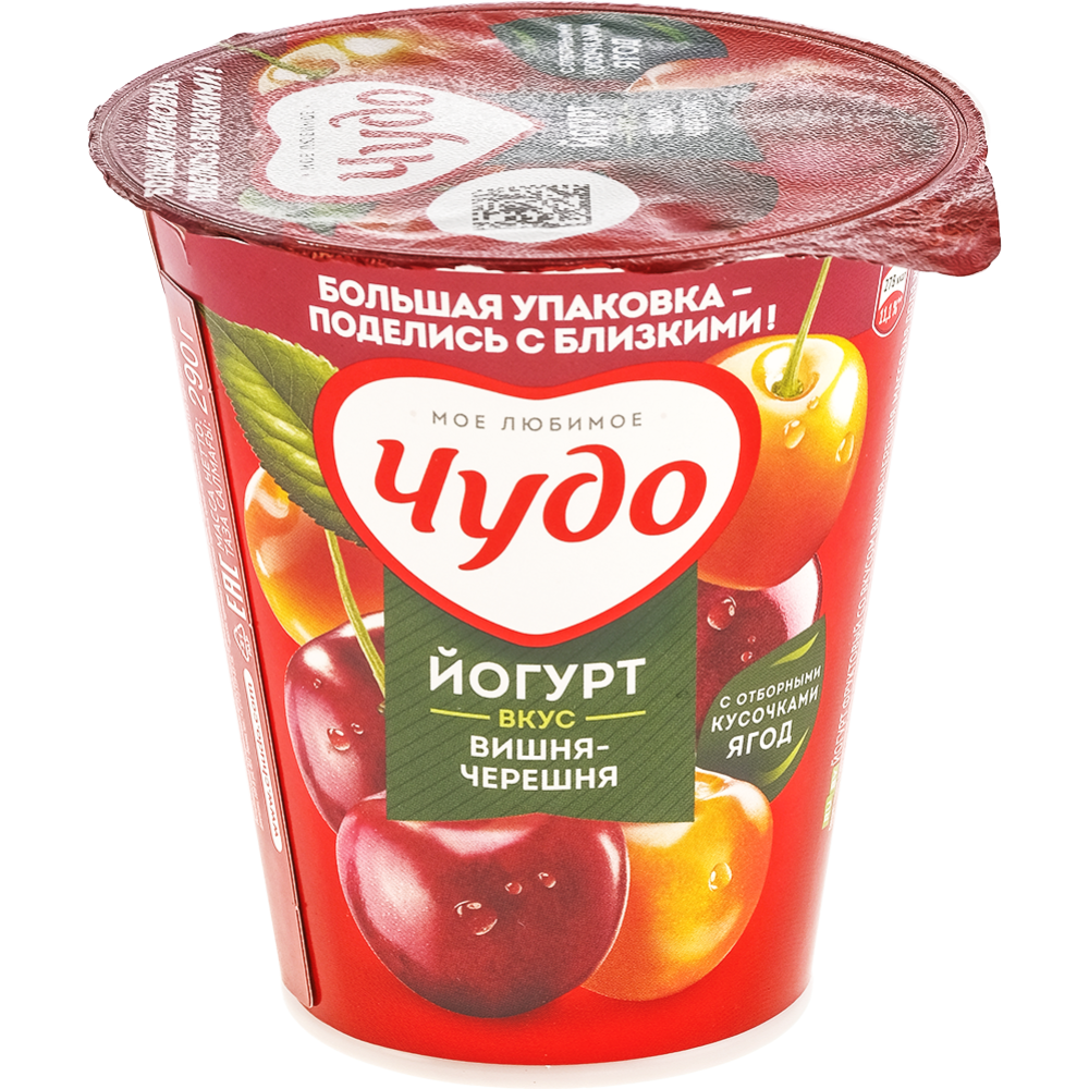 Йогурт «Чудо» со вкусом вишни и черешни, 2%, 290 г #0