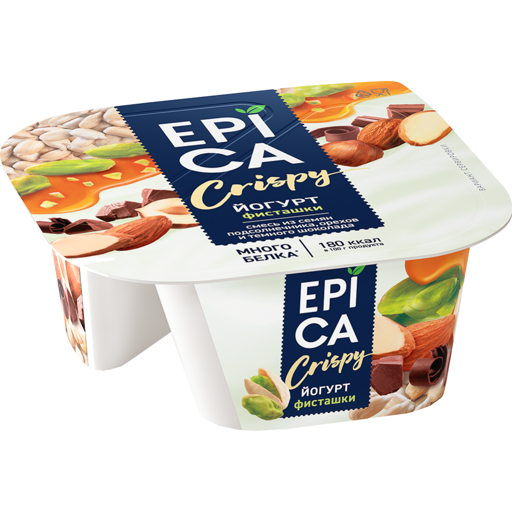 Йогурт «Epica» Crispy, 10.5%, с фи­сташ­ка­ми, 140 г