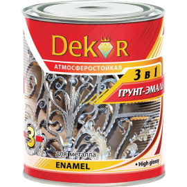 Грунт-эмаль «Dekor» 3в1, Черный, 0.9 кг