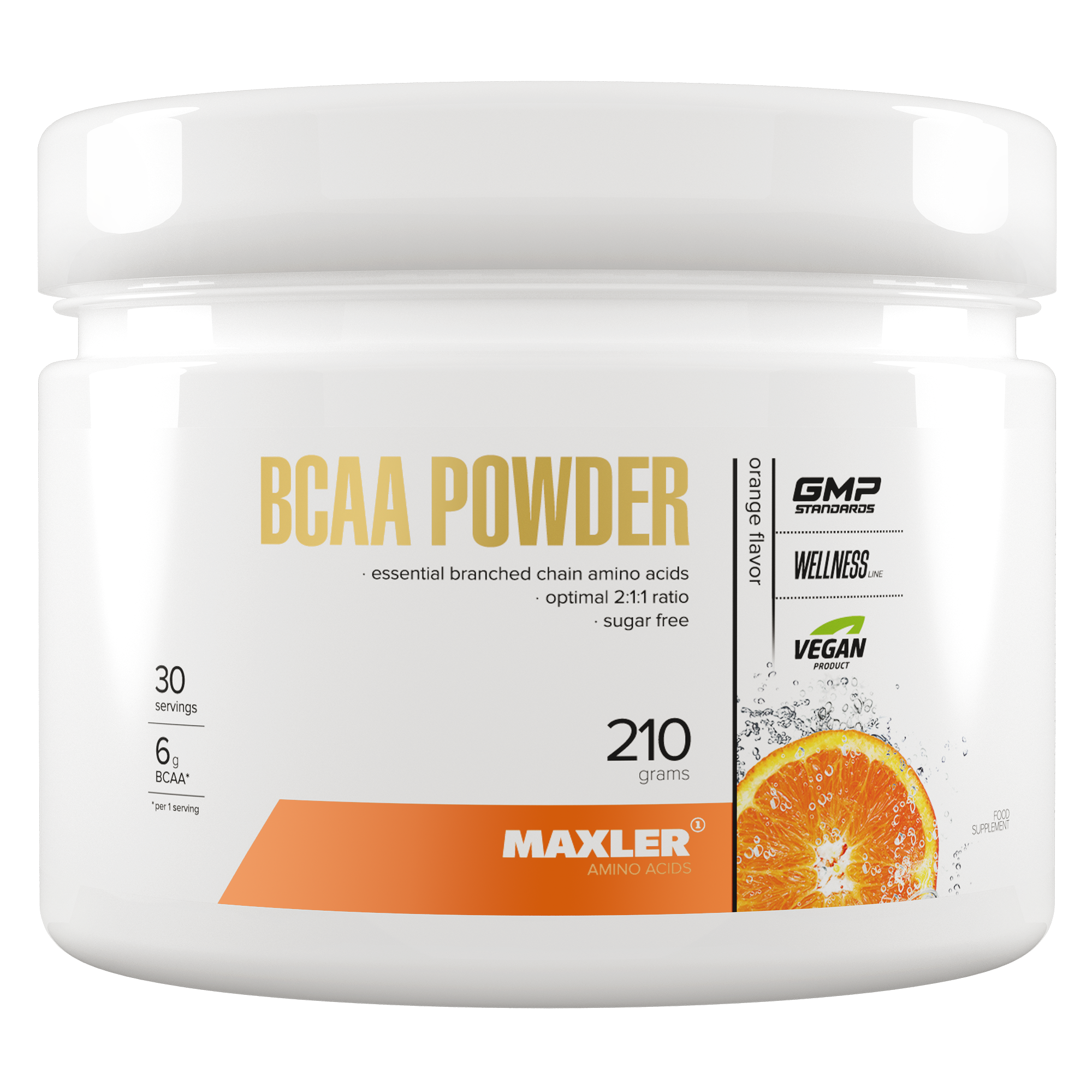 BCAA Maxler BCAA Powder 2:1:1 Sugar Free 210 g - Orange