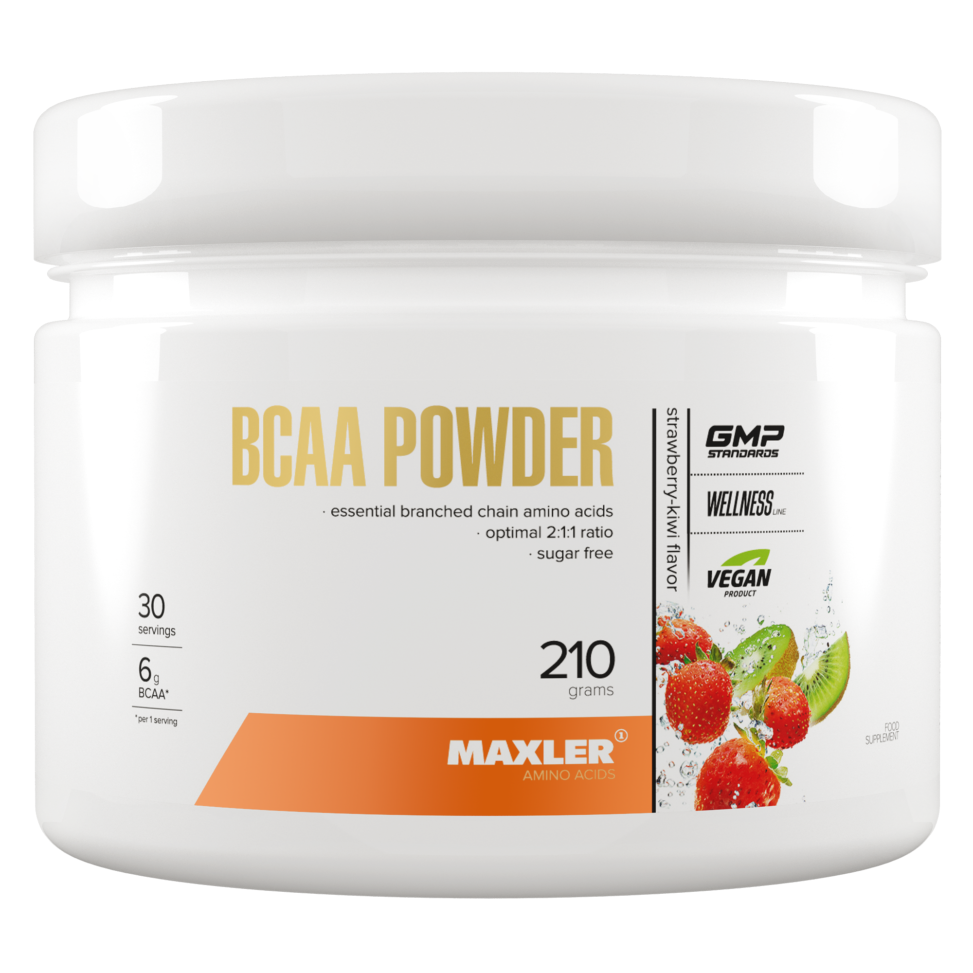 BCAA Maxler BCAA Powder 2:1:1 Sugar Free 210 g - Strawberry Kiwi