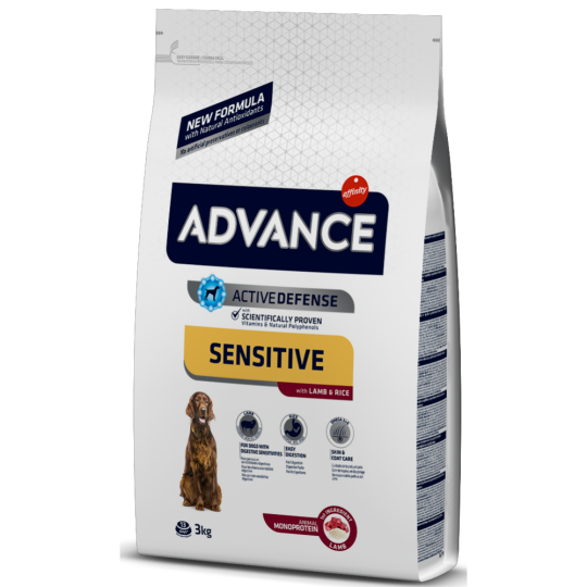 Корм для собак «Advance» Sensitive, ягненок и рис, 3 кг