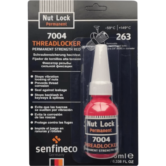 Фиксатор резьбы «Senfineco» Threadlocker Permanent Strength Red, 7004, красный, 10 мл