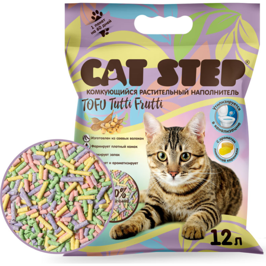 Наполнитель для туалета «Cat Step» Tofu, Tutti Frutti, 20333014, комкующийся, растительный, 12 л