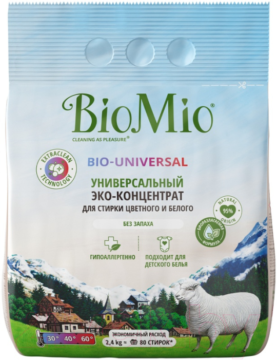 BioMio Cтиральный порошок универсальный Colors&Whites, 2.4 кг