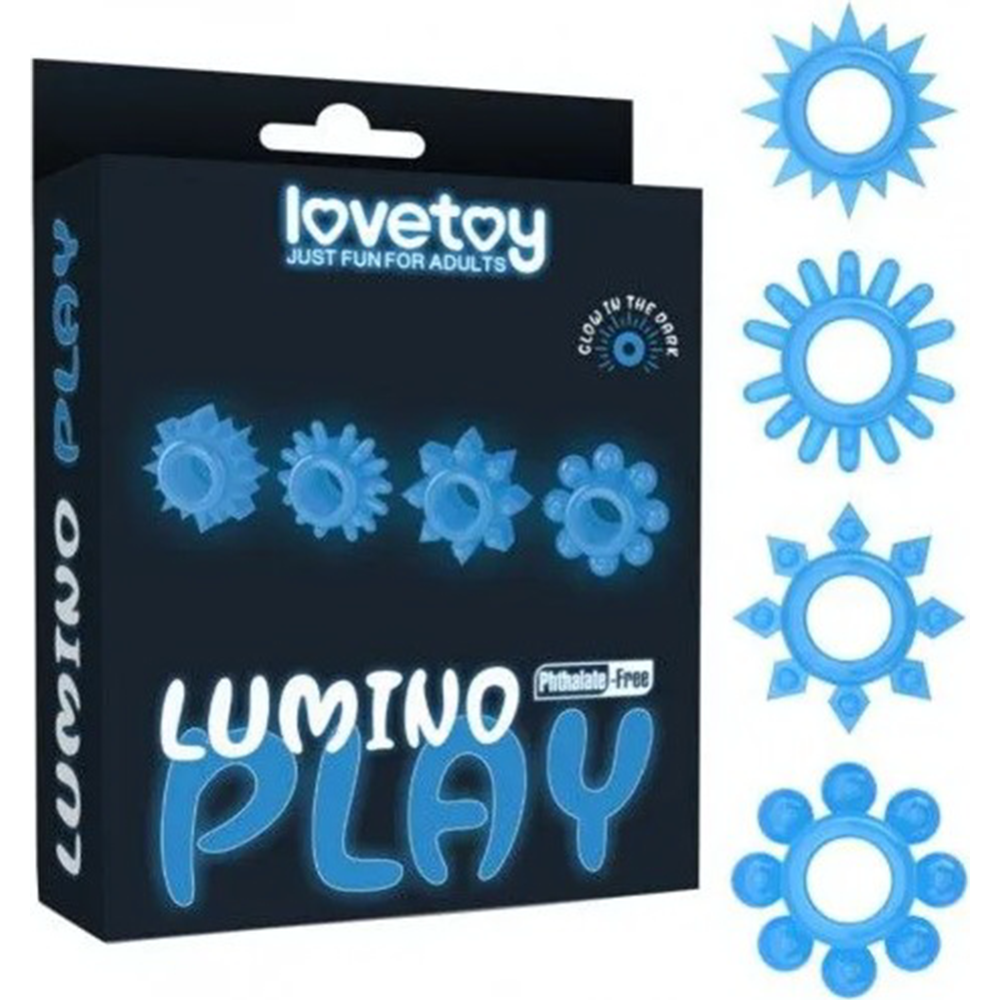 Набор эрекционных колец «LoveToy» Lumino Play Penis Ring, LV343011, 4 предмета