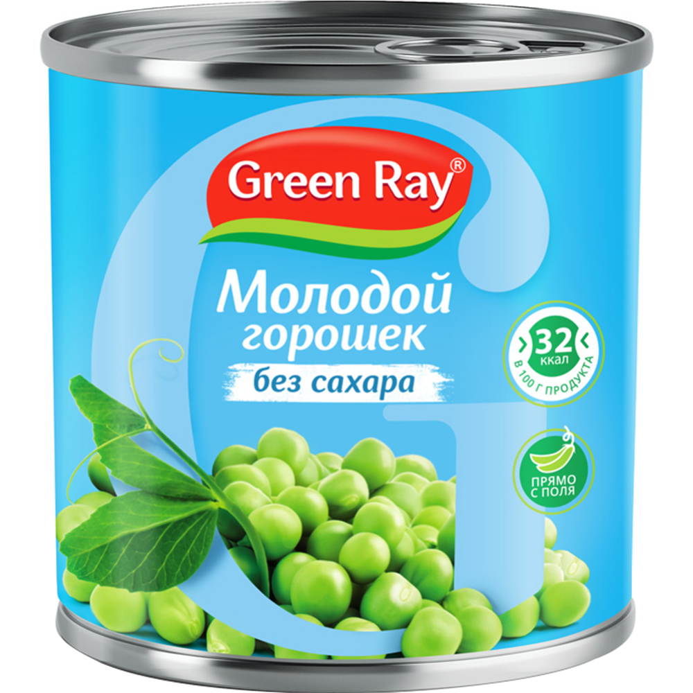 Горошек зеленый «Green Ray» без сахара, 400 г