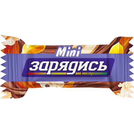 Конфеты «Батончик Зарядись» Mini, карамельный попкорн и жареный арахис, 200 г