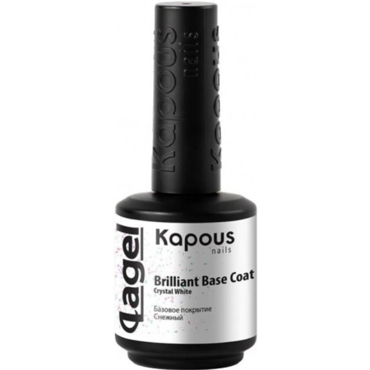 Базовое покрытие для ногтей «Kapous» Lagel, Вrilliant Base Coat Crystal White, снежный, 2942, 15 мл