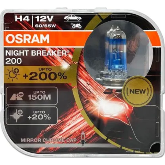 Автомобильные лампы «Osram» Night Breaker 200 4050K H4, 64193NB200-HCB, 2 шт