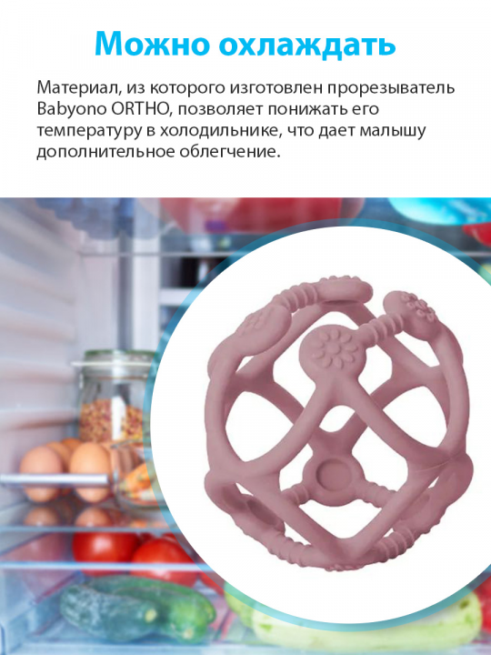 Прорезыватель для зубов BabyOno, силиконовый ORTHO (арт. 489/02)