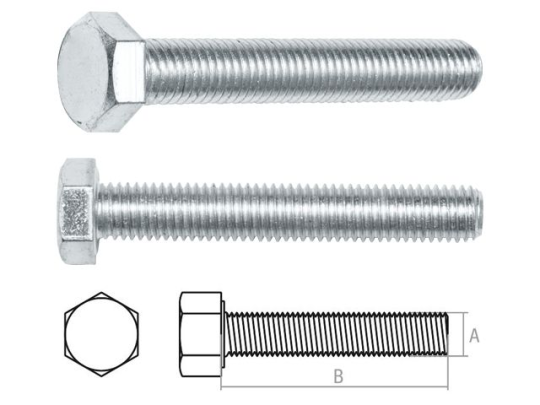 Болт М6х25 мм шестигр., цинк, кл.пр. 8.8, DIN 933 STARFIX