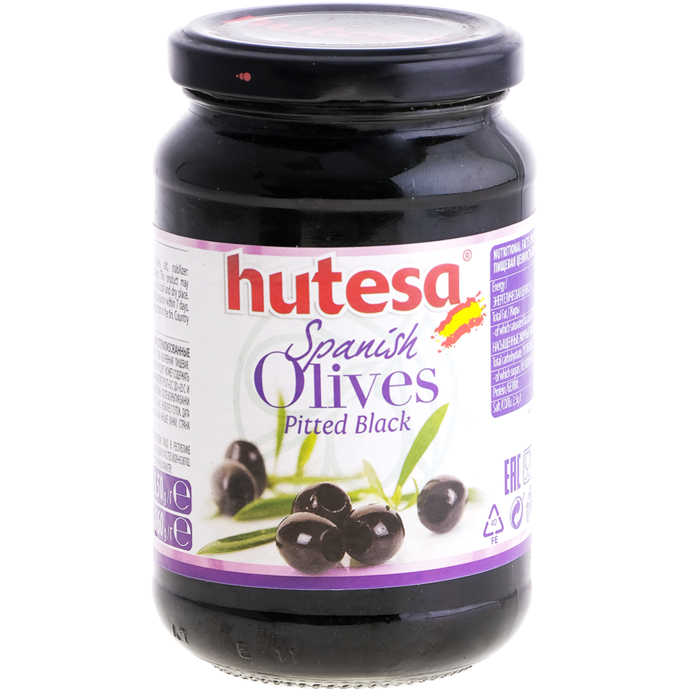 Оливки черные «Hutesa»   без косточки,  350 г #0
