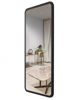 Зеркало настенное в раме прямоугольное с закруглёнными углами 45 х 90 см черное