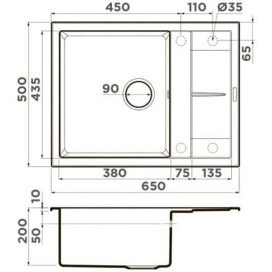 Кухонная мойка «Omoikiri» Sumi 65-PL Tetogranit, платина, 4993675