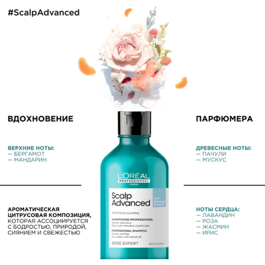 Шампунь для волос «L'Oreal Professionnel» Serie Expert, Scalp Advanced, против перхоти, 300 мл