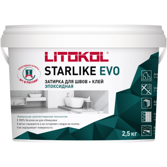 Фуга «Litokol» Эпоксидная, Starlike Evo S.102, белый лед, 2.5 кг