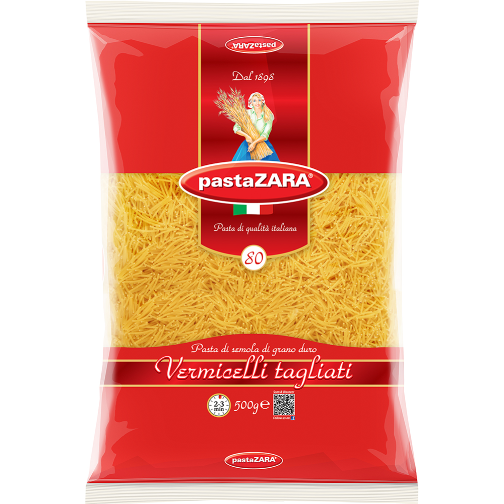 Макаронные изделия «Pasta Zara» №80, вермишель, 500 г