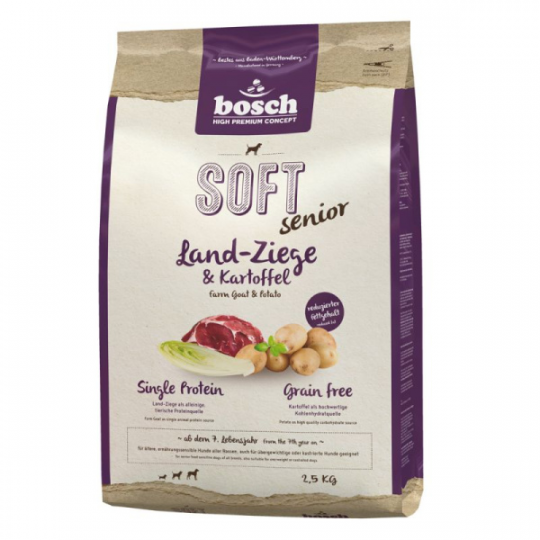 Полувлажный корм для пожилых собак  Bosch SOFT Senior (Бош Софт Коза с картофелем) 2,5кг