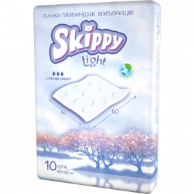 Пе­лен­ки ги­ги­е­ни­че­ские дет­ские «Skippy Light» размер 60х60, 10 шт