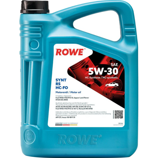 Масло моторное «ROWE» Hightec Synt RS SAE 5W-30 HC-FO, 20146-0050-99, 5 л