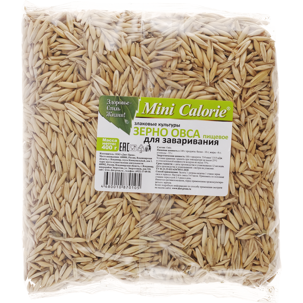 Зерно овса пищевое «Mini Colorie» для заваривания, 400 г