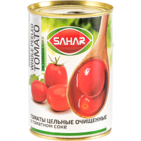 Томаты цель­ные очи­щен­ные в то­мат­ном соке «SAHAR» 400 г