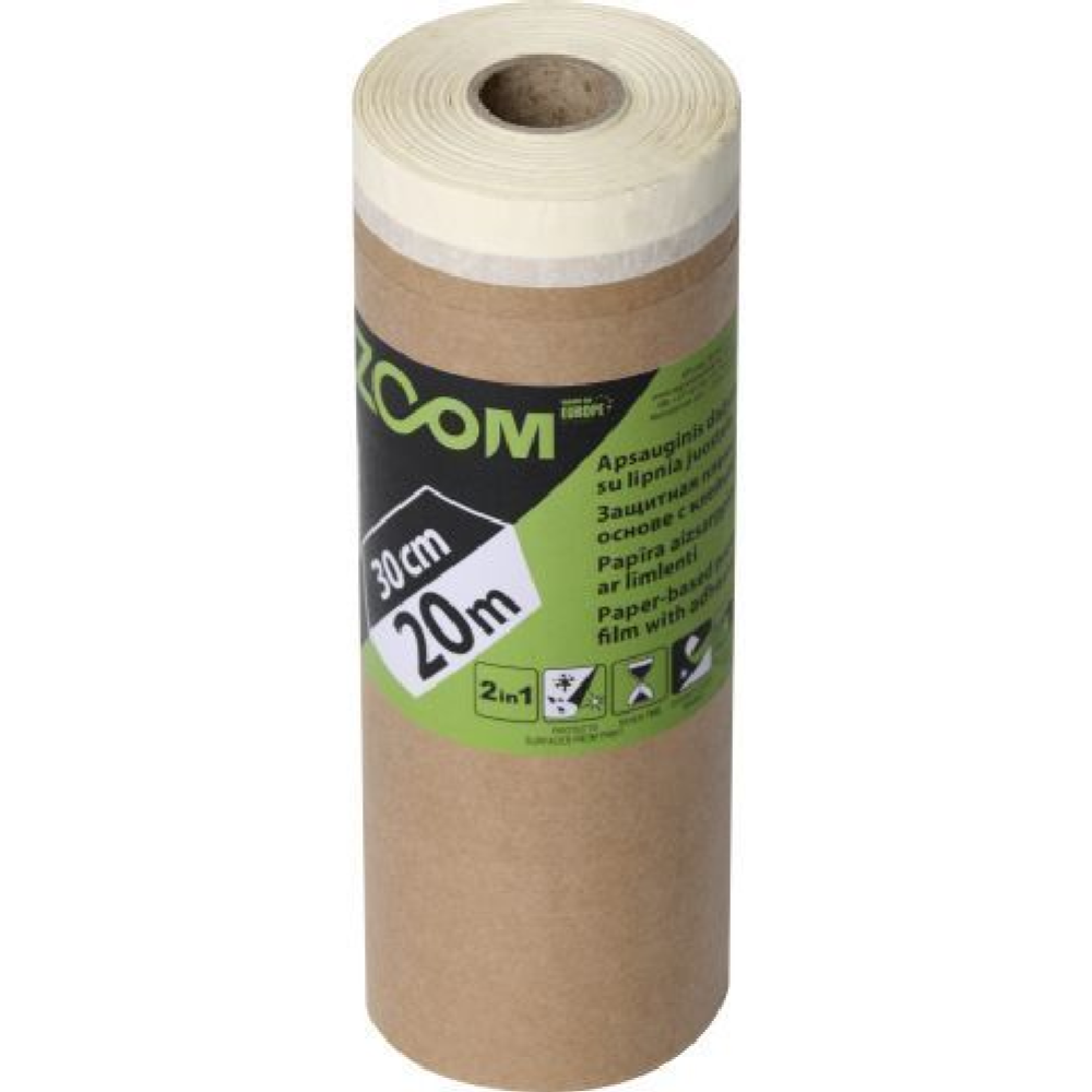 Защитная бумага «Zoom» 02-5-7-102, с малярной лентой, 30 см х 20 м