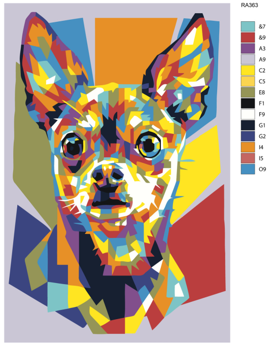 Картина по номерам SLAVINA Радужная собака Чихуахуа RA363 (40 x 60 см)