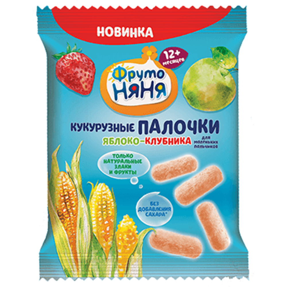 Палочки «Фруто Няня» кукурузные со вкусом яблока и клубники, 20 г