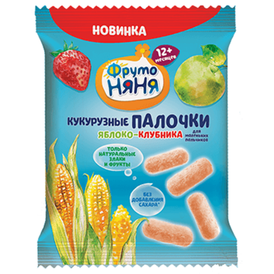 Палочки «Фруто Няня» кукурузные со вкусом яблока и клубники, 20 г