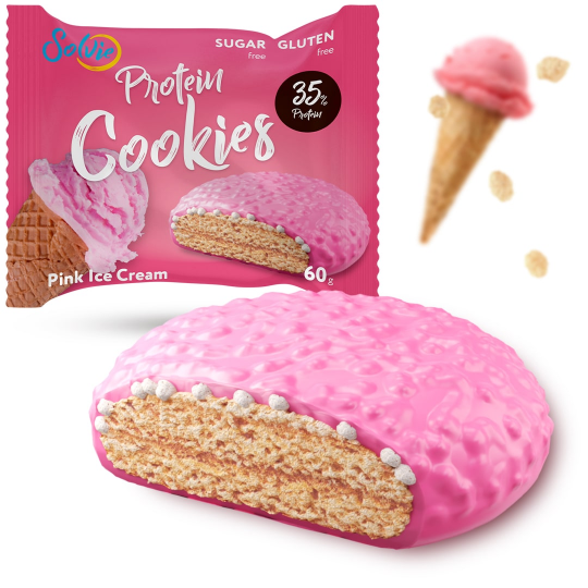 Печенье протеиновое 8шт*60 г SOLVIE розовое мороженое с йогуртовой глазурью