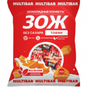 Кон­фе­ты шо­ко­лад­ные «Multibar» со вкусом Тоффи, без сахара, 150 г