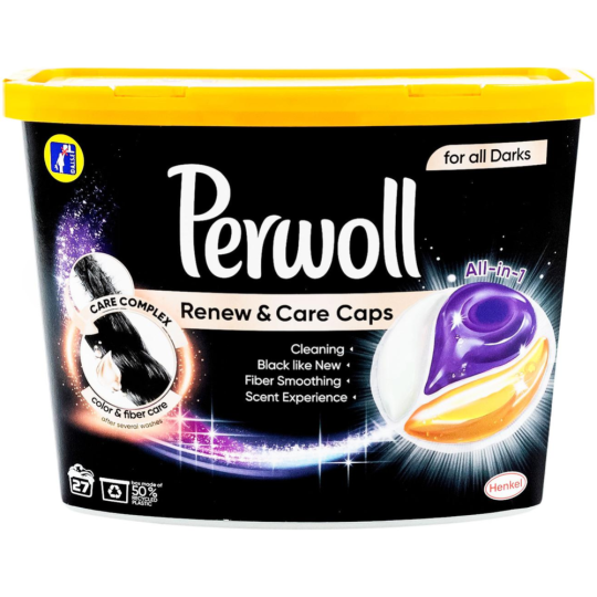 Капсулы для стирки «Perwoll» Black, для темного, 27 шт