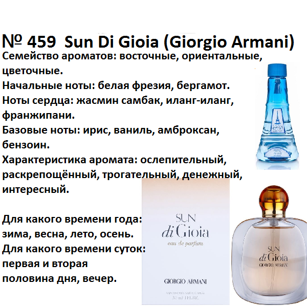 Духи Рени Reni 459 Аромат направления Sun Di Gioia (Giorgio Armani) - 100 мл