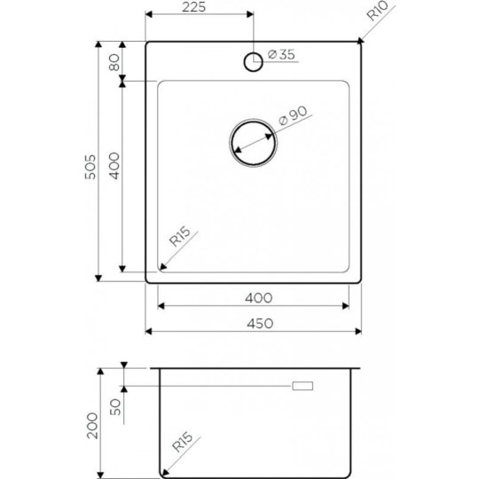 Кухонная мойка «Omoikiri» Amadare 45-IN, нержавеющая сталь, 4993802