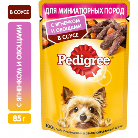 Корм для собак мелких пород «Pedigree» с яг­нен­ком в соусе, 85 г