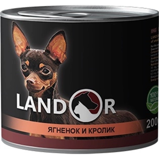 Корм для собак «Landor» для взрослых собак мелких пород, 4250435, ягненок с кроликом, 0.2 кг