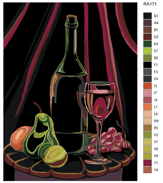 Живопись по номерам SLAVINA Вино с фруктами Натюрморт  RA171 (30 x 40 см)