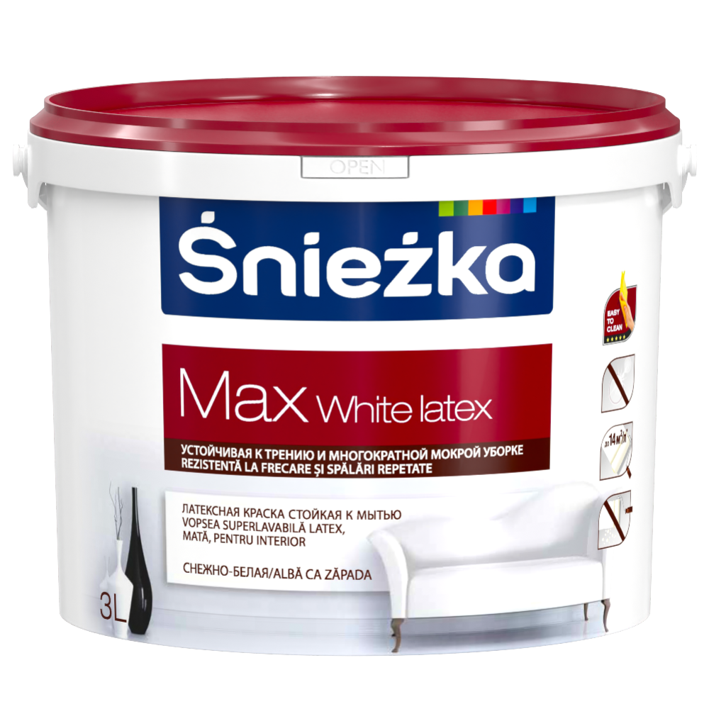Краска «Sniezka» Max White Latex, 3 л